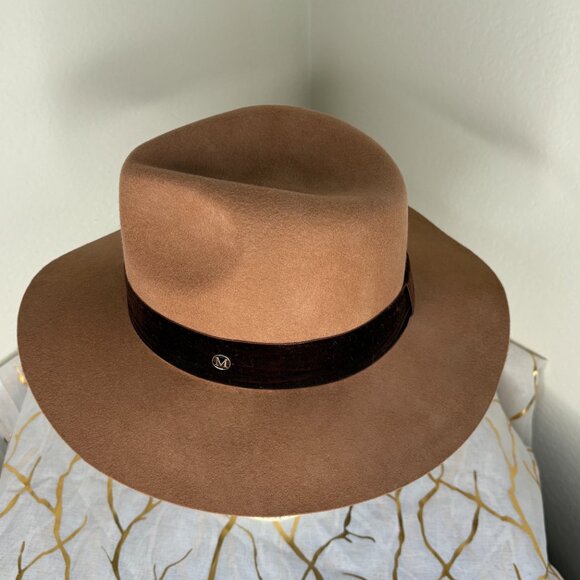 Camel Wool Fedora Hat | Velvet Band & Gold ‘M’ Accent main image 4